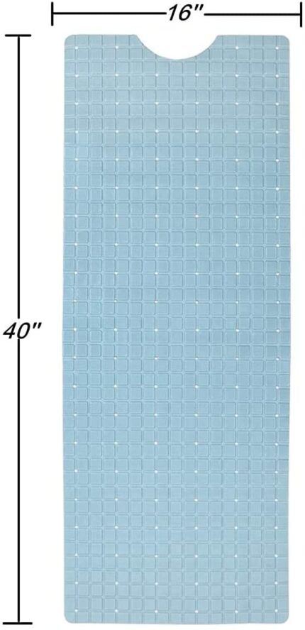 40" Light Blue Geometric Tiles Non Slip Bathtub Mat - Image 7