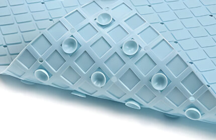 40" Light Blue Geometric Tiles Non Slip Bathtub Mat - Image 4