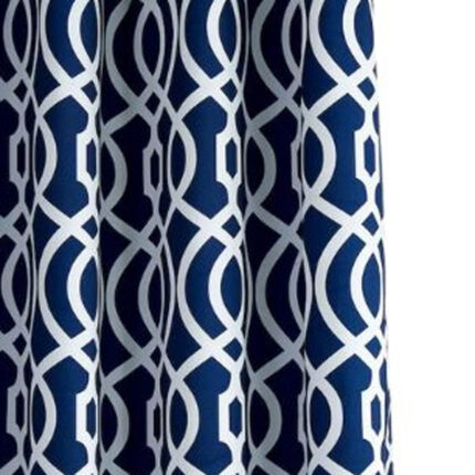 84" Navy Blue Trellis Black Out Window Curtain Panel - Image 3