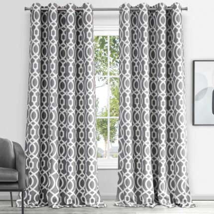 84" Gray Trellis Black Out Window Curtain Panel - Image 6