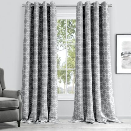 84â Silver Interlock Pattern Window Curtain Panel - Image 3