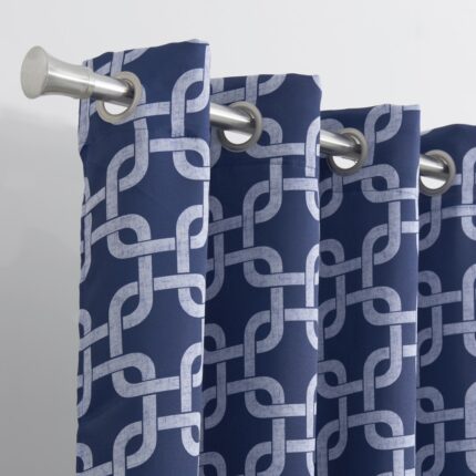 84â Navy Interlock Pattern Window Curtain Panel - Image 6