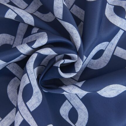 84â Navy Interlock Pattern Window Curtain Panel - Image 7