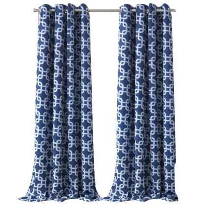 84â Navy Interlock Pattern Window Curtain Panel - Image 3