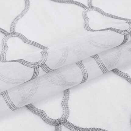 84â Silver Trellis Pattern Embroidered Window Curtain Panel - Image 10