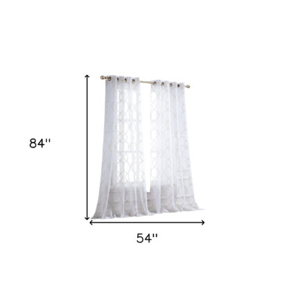 84â Charcoal Trellis Pattern Embroidered Window Curtain Panel - Image 10