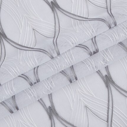 Set of Two 84"  White Wave Embroidered Window Panels - Image 6