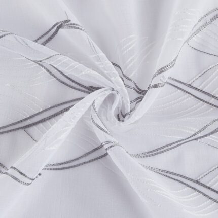 Set of Two 84"  White Wave Embroidered Window Panels - Image 4