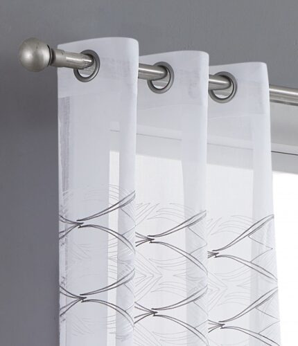Set of Two 96"  White Wave Embroidered Window Panels - Image 5