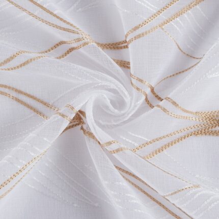 Set of Two 96" Gold and White SemiSheer Curtains - Image 8