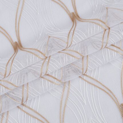 Set of Two 96" Gold and White SemiSheer Curtains - Image 3