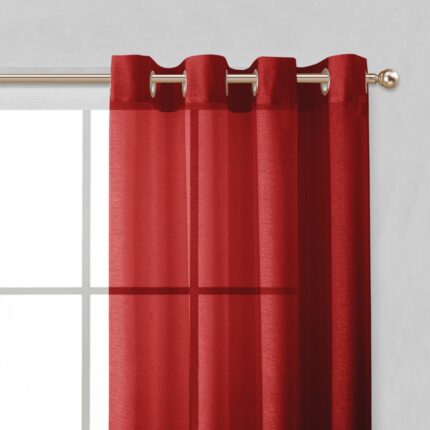 Set of Two 84" Red Solid Modern Window Panels - Image 7
