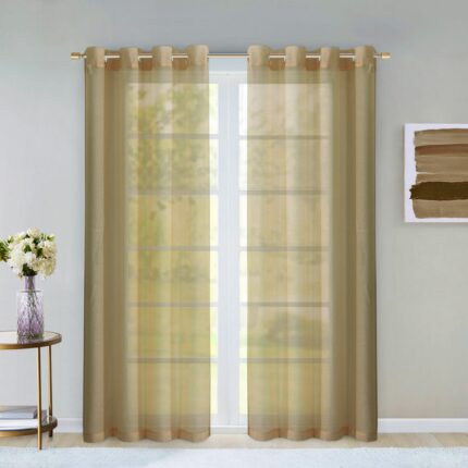 Set of Two 84"  Tan Solid Modern Window Panels - Image 7