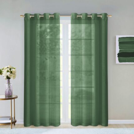 Set of Two 84"  Sage Solid Modern Window Panels - Image 8