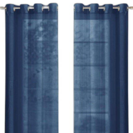 Set of Two 84"  Blue Solid Modern Window Panels - Image 6