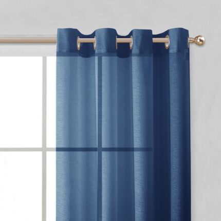 Set of Two 84"  Blue Solid Modern Window Panels - Image 9