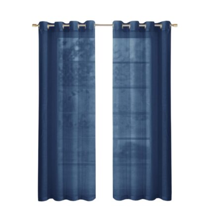 Set of Two 84"  Blue Solid Modern Window Panels - Image 3