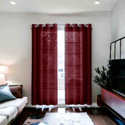 Set of Two 84"  Burgundy Solid Modern Window Panels - Image 8