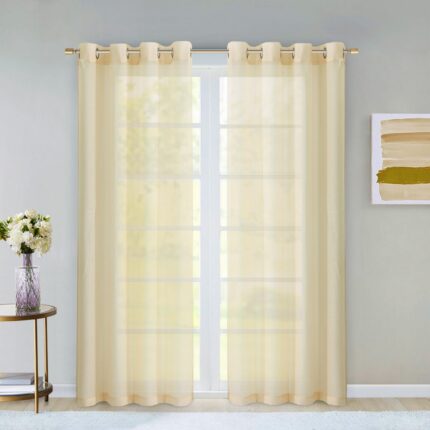 Set of Two 84"  Beige Solid Modern Window Panels - Image 4