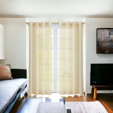 Set of Two 84"  Beige Solid Modern Window Panels - Image 11