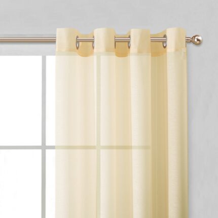 Set of Two 84"  Beige Solid Modern Window Panels - Image 6