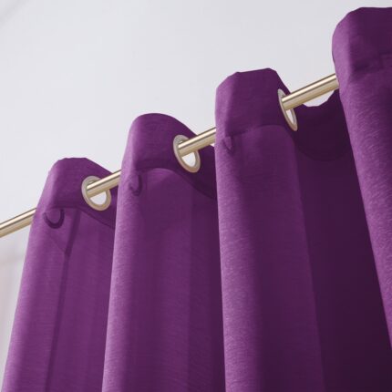 Set of Two 84"  Purple Solid Modern Window Panels - Image 3