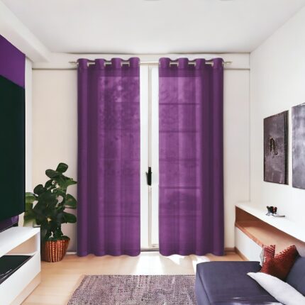 Set of Two 84"  Purple Solid Modern Window Panels - Image 8