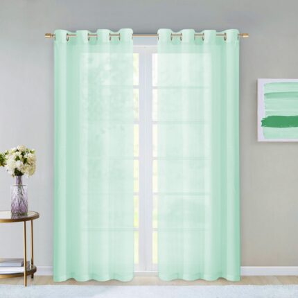 Set of Two 84"  Aqua Solid Modern Window Panels - Image 5