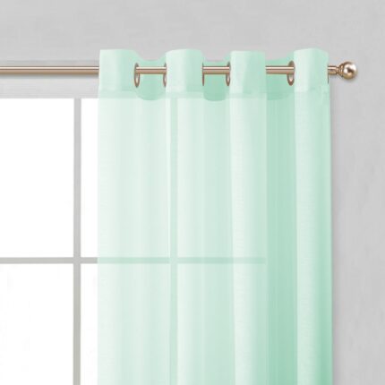 Set of Two 84"  Aqua Solid Modern Window Panels - Image 7