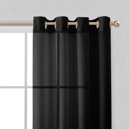 Set of Two 84"  Black Solid Modern Window Panels - Image 4