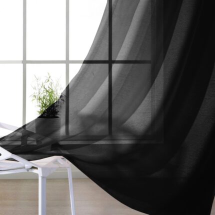 Set of Two 84"  Black Solid Modern Window Panels - Image 5
