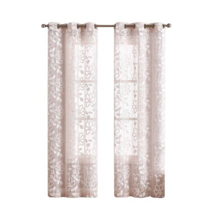 Set of Two 84" Blush Floral Embroidered Window Panels - Image 3