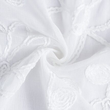 Set of Two 84"  White Floral Embroidered Window Panels - Image 11