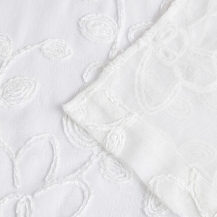 Set of Two 84"  White Floral Embroidered Window Panels - Image 13