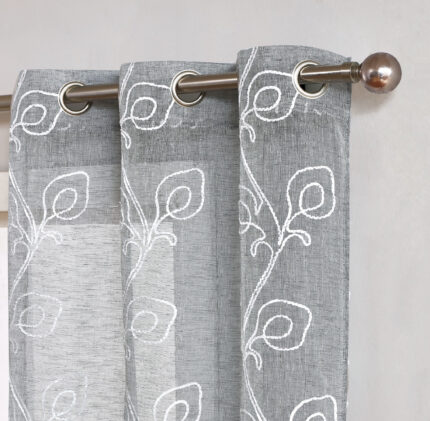 Set of Two 84"  Silver Boho Embroidered Window Panels - Image 6
