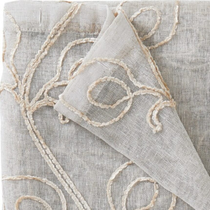 Set of Two 84" Beige Boho Embroidered Window Panels - Image 7