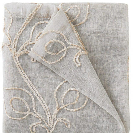 Set of Two 84" Beige Boho Embroidered Window Panels - Image 3
