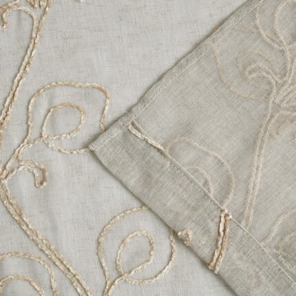 Set of Two 84" Beige Boho Embroidered Window Panels - Image 9