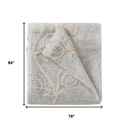 Set of Two 84" Beige Boho Embroidered Window Panels - Image 6