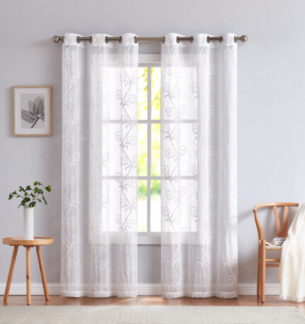 Set of Two 84"  Blush Boho Embroidered Window Panels - Image 8