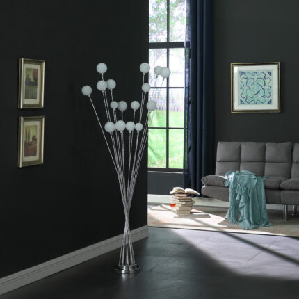 62" Silver 16 LED Novelty Floor Lamp With White - Image 5