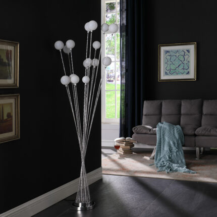 62" Silver 16 LED Novelty Floor Lamp With White - Image 6