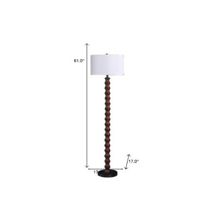 61" Brown And White Resin Floor Lamp With White Fabric Drum Shade - Image 7
