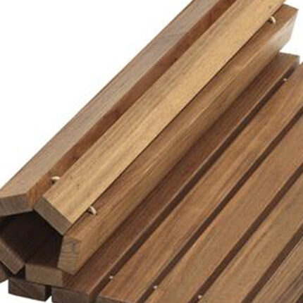 20" Brown Teak Wood Rolling Square Bath Mat - Image 5