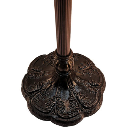 62" Brown Two Light Traditional Shaped Floor Lamp With Red Flowers Stained Glass Dome Shade - Image 3