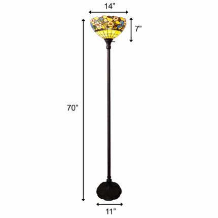 70" Green And Black Floor Lamp With Green Glass Bowl Shade - Image 9