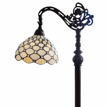 62" Brown And White Metal Floor Lamp With White Glass Bowl Shade - Image 4