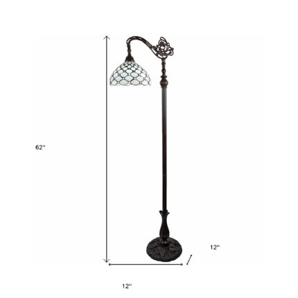 62" Brown And White Metal Floor Lamp With White Glass Bowl Shade - Image 11