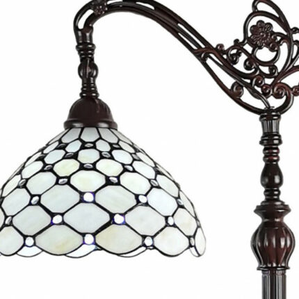 62" Brown And White Metal Floor Lamp With White Glass Bowl Shade - Image 5
