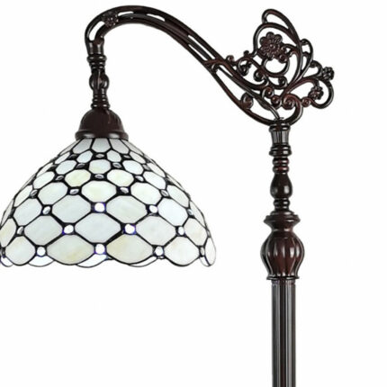 62" Brown And White Metal Floor Lamp With White Glass Bowl Shade - Image 6